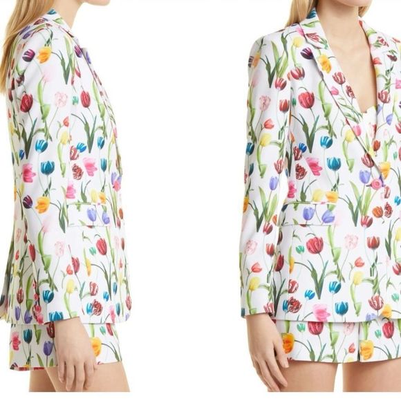 NEW Alice + Olivia Macey Floral Single Breasted Cottagecore Romantic Blazer 4